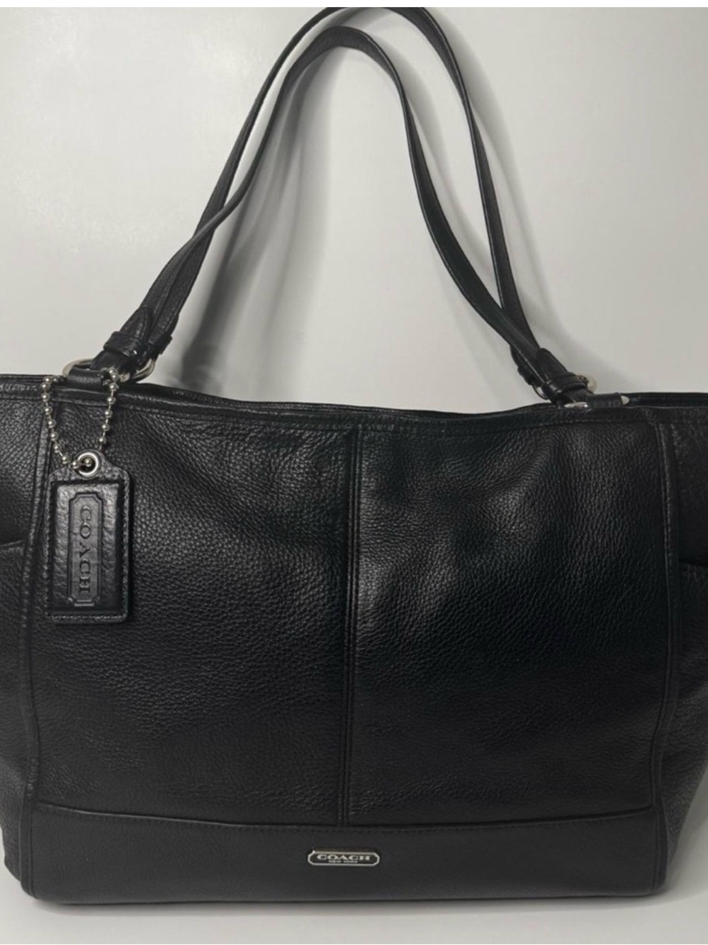 COACH F29898 Carrie park Black pebbled Leather Tote